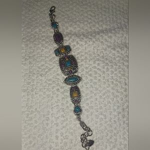Brighton Silver and Purple Bracelet with Intricate Design
